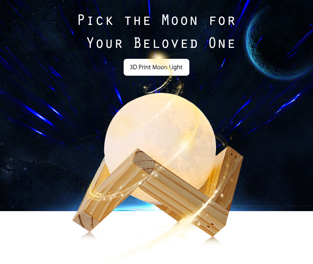 Rechargeable 3D Print Moon Lamp 2 Color Change Touch Switch Rechargeable 3D Print Moon Lamp 2 Color Change Touch Switch